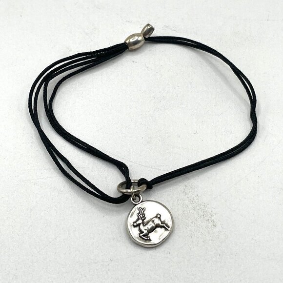 Alex and Ani 2016 Reindeer Kindred Black Pull Cord Bracelet Rafaelian Silver - Picture 1 of 3